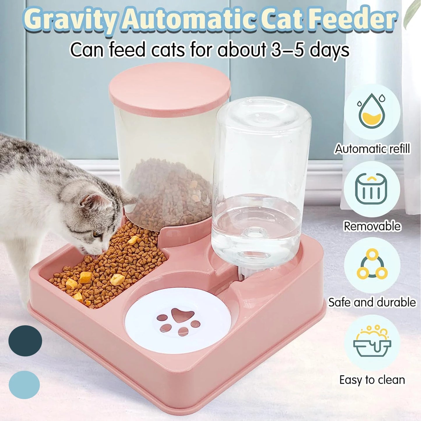 Neil & Chidi™  2-in-1 Automatic Pet Feeder & Water Dispenser
